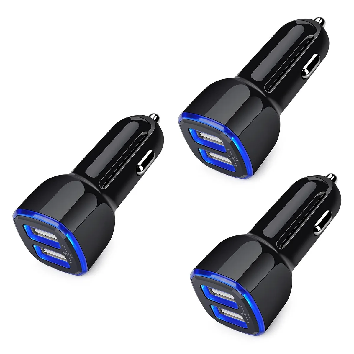  ANDHOT BC02 3-pack 2.4 A dual USB car charger black — product photo