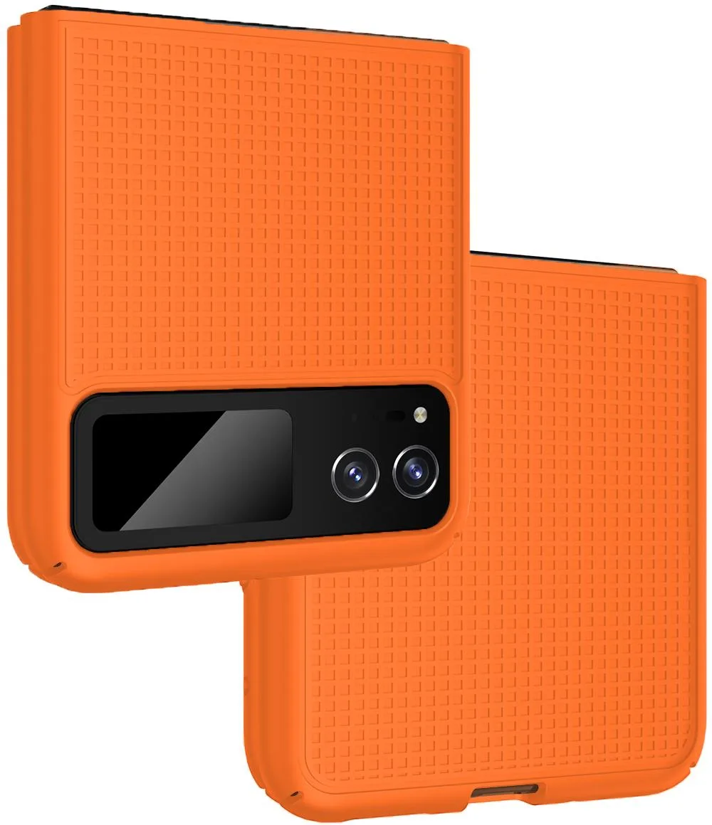 Nakedcellphone Nakedcellphone Textured Grid Hard Case Orange for Motorola RAZR 40 2023 — product photo