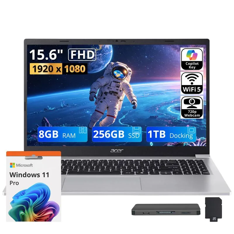 Acer America Acer America Aspire Lite 15 15.6" FHD IPS business laptop Intel Core 3 N350 8GB 1.25TB Light Silver — product photo
