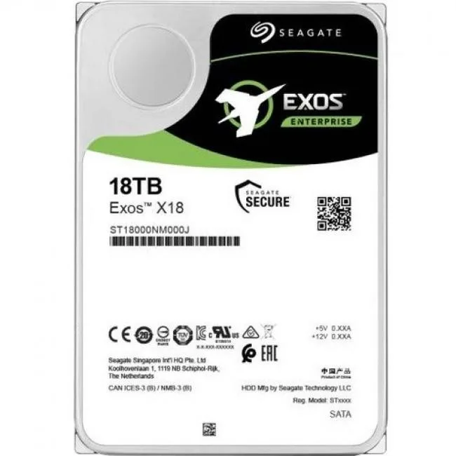 Seagate Seagate Exos X18 ST18000NM001J 18TB 7200 RPM 256MB SATA 6.0Gb/s 3.5" internal hard drive — product photo