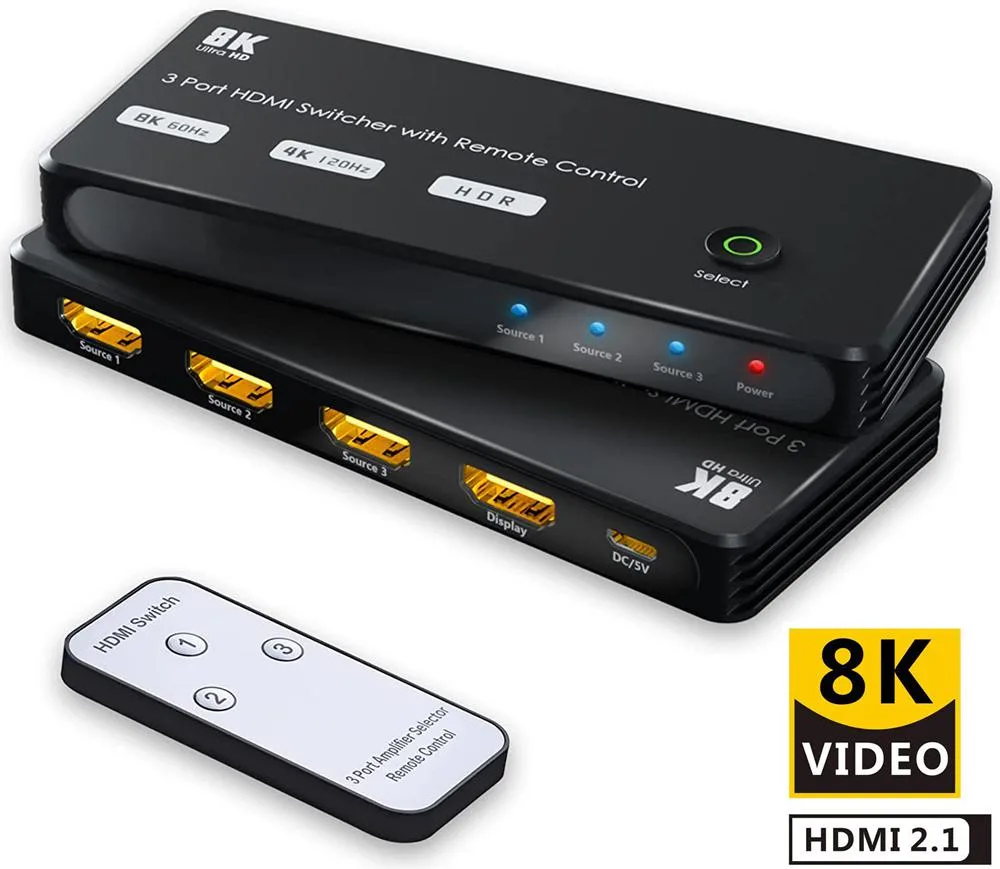 LUOM LUOM TJ-A113 3 In 1 Out HDMI 2.1 Video Switch 48Gbps 8K@60Hz 4K@120Hz — product photo