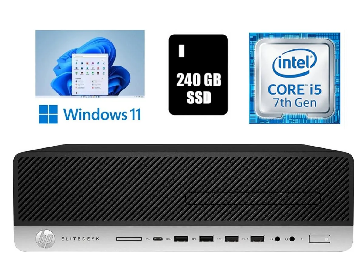 HP HP EliteDesk 800 G3 SFF desktop PC i5-7500 16GB DDR4 240GB SSD Wi-Fi Windows 11 Pro — product photo
