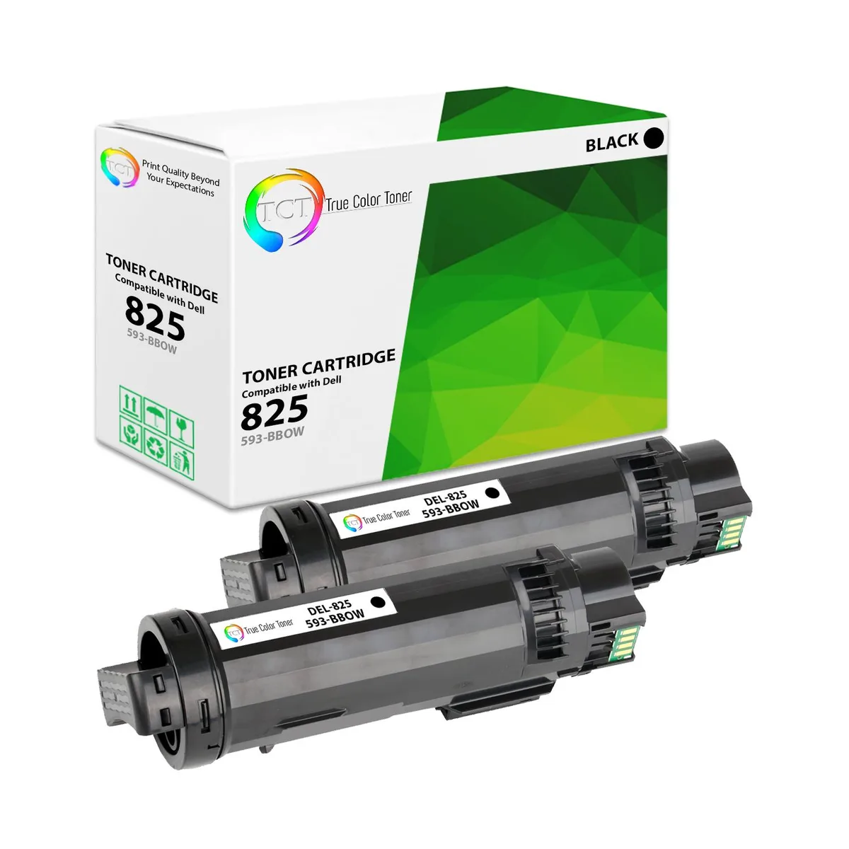 True Color Toner True Color Toner 825 Black Toner Cartridge 2 Pack 593-BBOW 3000 Pages — product photo
