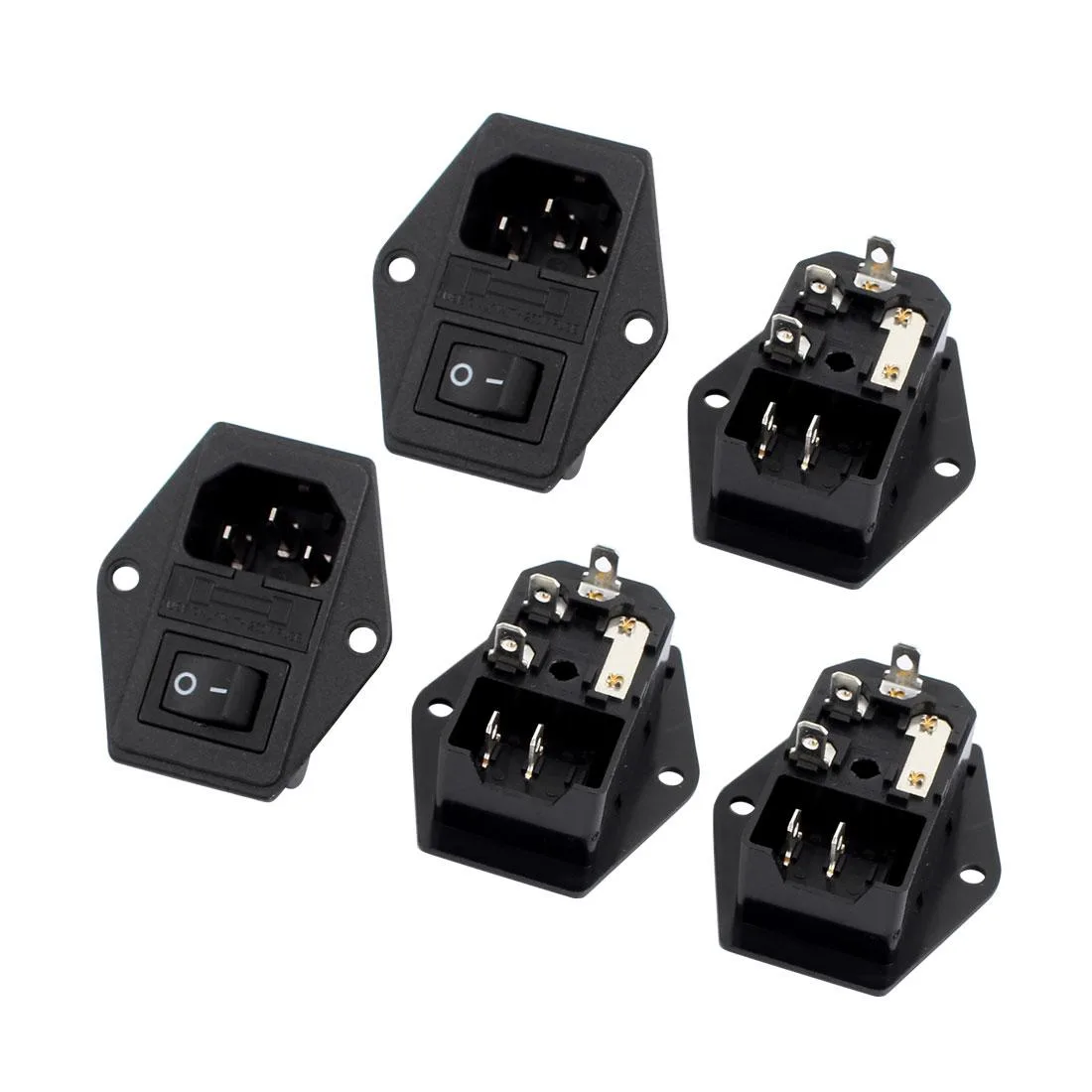 Unique-Bargains Unique-Bargains IEC320 C14 Inlet 10A 250VAC Rocker Switch Fuse Holder 5pcs — product photo