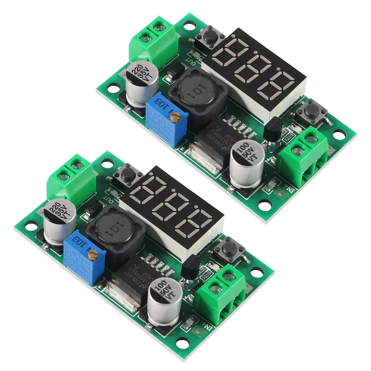 KEHIPI KEHIPI LM2596 2pcs DC-DC Buck Power Adapter 4.0-40V to 1.25-37V 2A LED Display — product photo