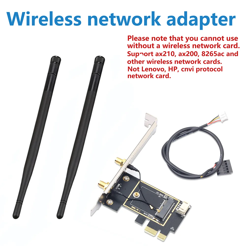 Teday Teday M.2 to PCIe Wi-Fi Adapter with 2x Antenna — product photo