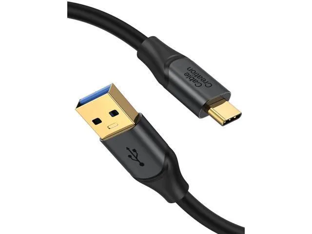 Short 1.6 ft USB-A to USB-C cable with smooth finish