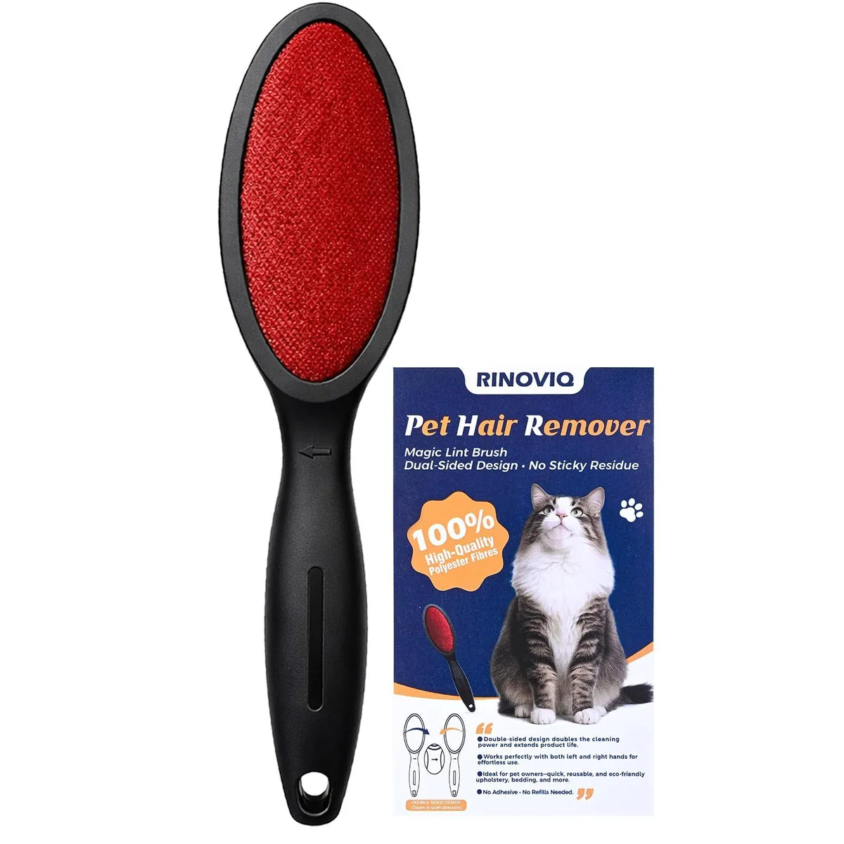 RINOVIQ double-sided velvet lint brush with ABS handle