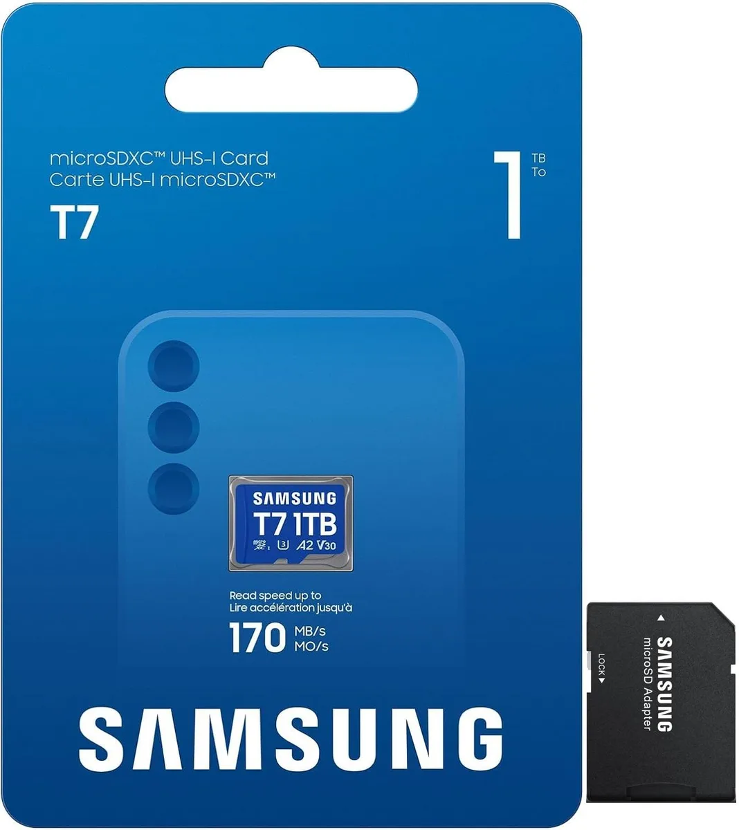SAMSUNG SAMSUNG T7 microSD 1TB 170 MB/s UHS-I U3 V30 A2 memory card — product photo