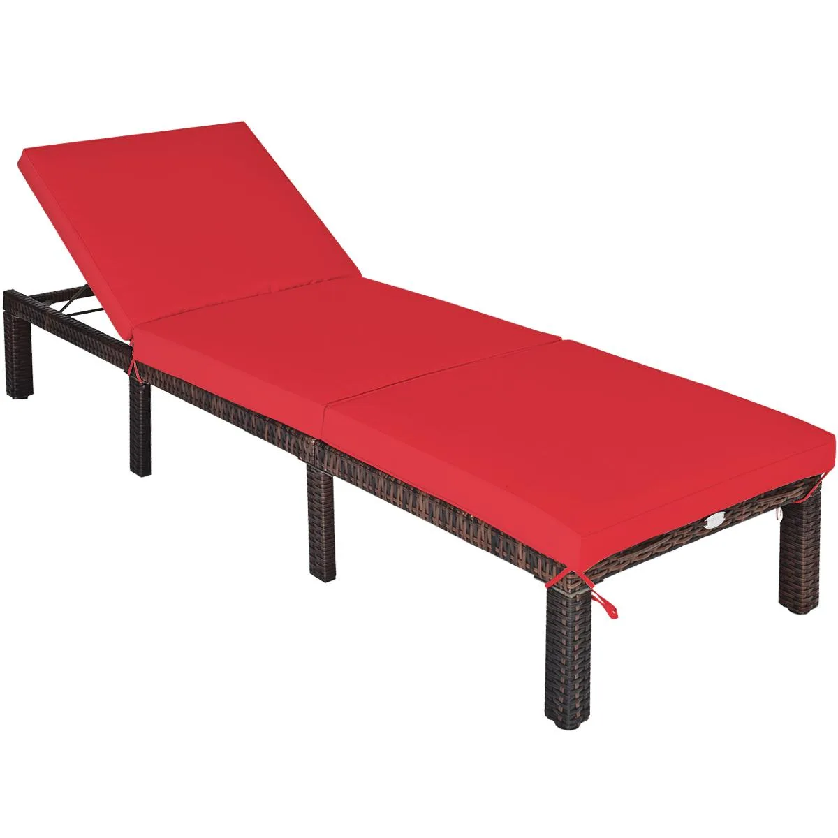 SlickBlue SlickBlue Outdoor Rattan Adjustable Cushioned Chaise Red — product photo
