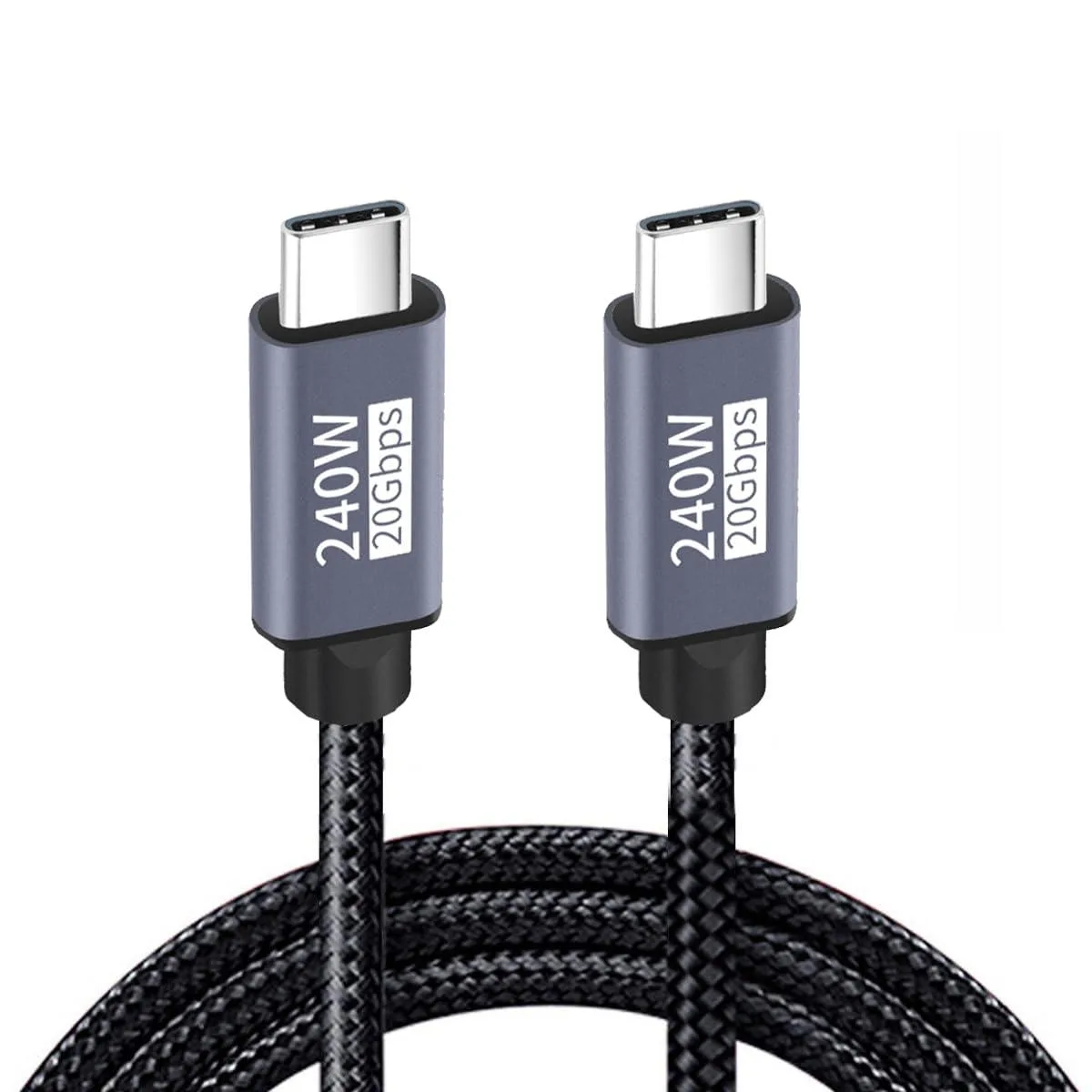 Fervit USB4 coiled cable 2m woven braid USB-C connectors
