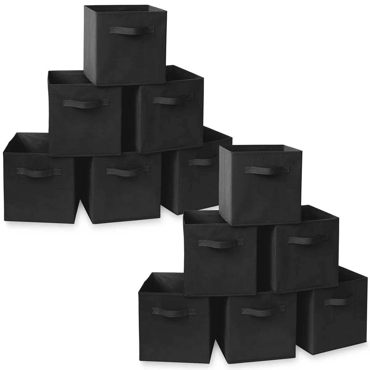Casafield Casafield Set of 12 Collapsible Fabric Cube Storage Bins, Black, 11 — product photo