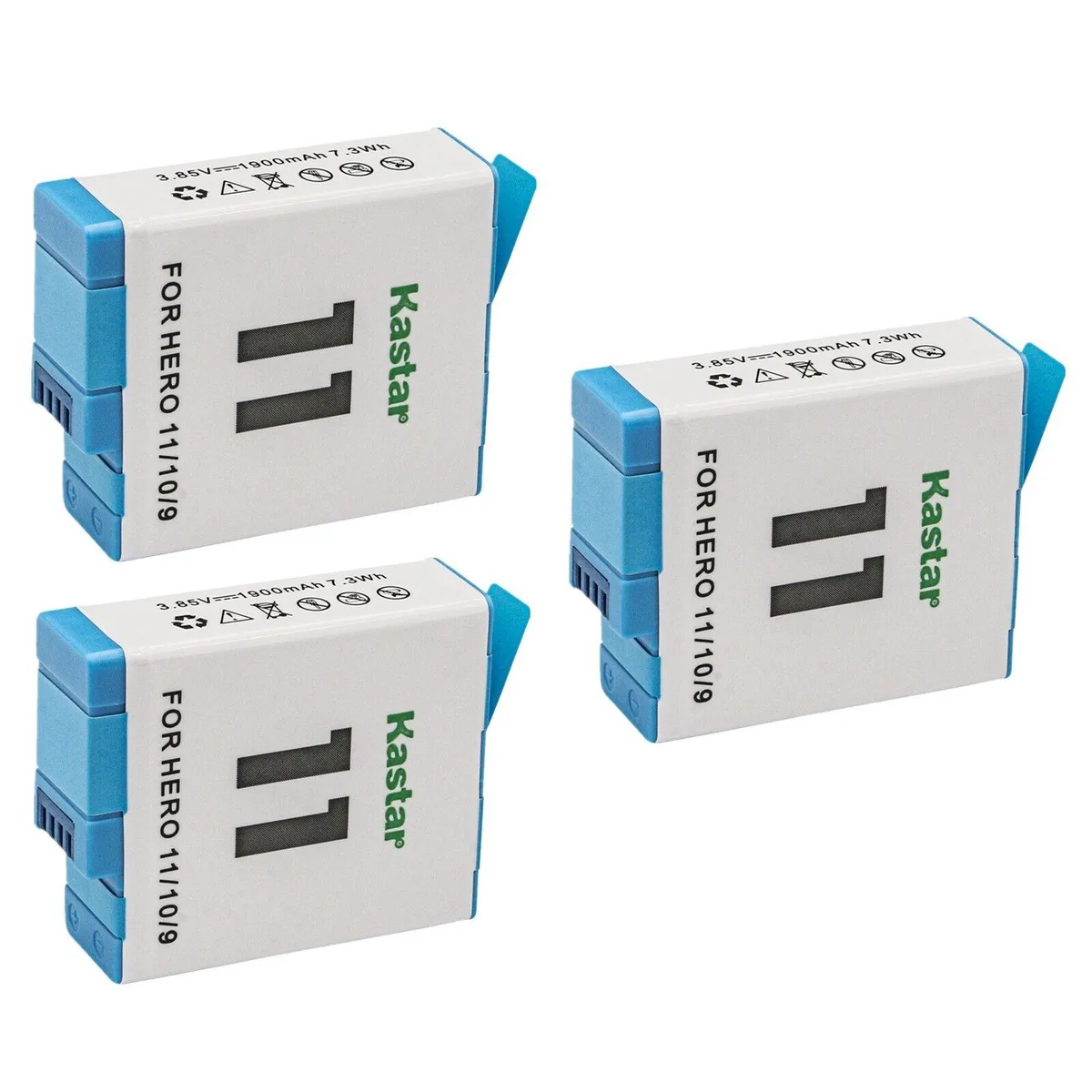 Kastar Kastar 3-Pack Replacement Battery for GoPro HERO 9 10 11 1900mAh 7.3Wh — product photo