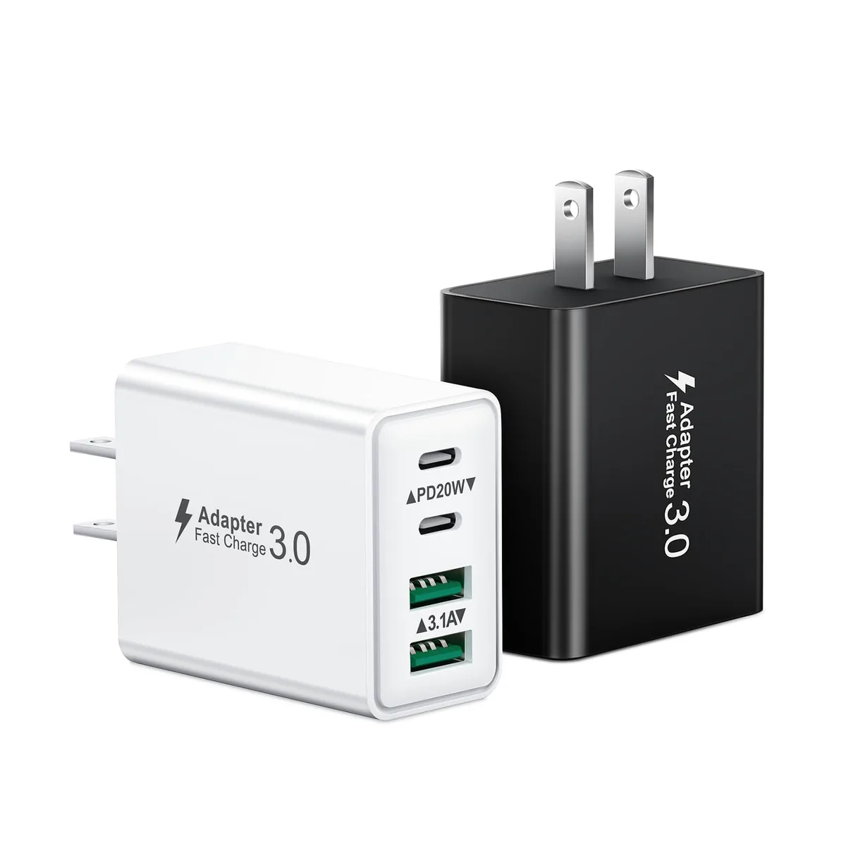 KEHIPI KEHIPI PD3601 40W 4-Port USB Charger 2-Pack White/Black — product photo
