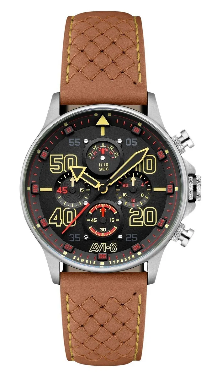 AVI-8 AVI-8 Hawker Typhoon Chronograph AV-4093-0B Black Dial Quartz Leather Watch — product photo