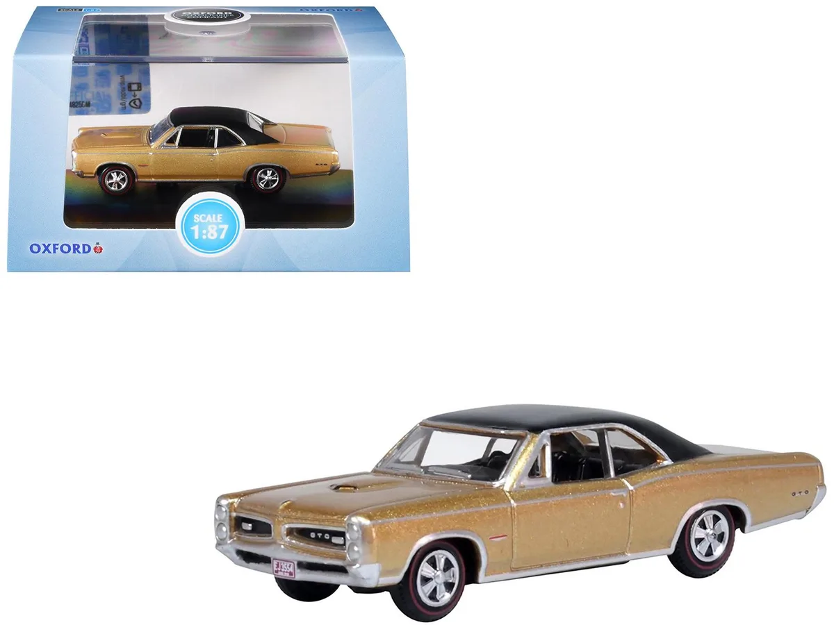 Oxford Diecast Oxford Diecast 1966 Pontiac GTO Martinique Bronze Metallic Black Top 1/87 Scale Hobby Collectible — product photo