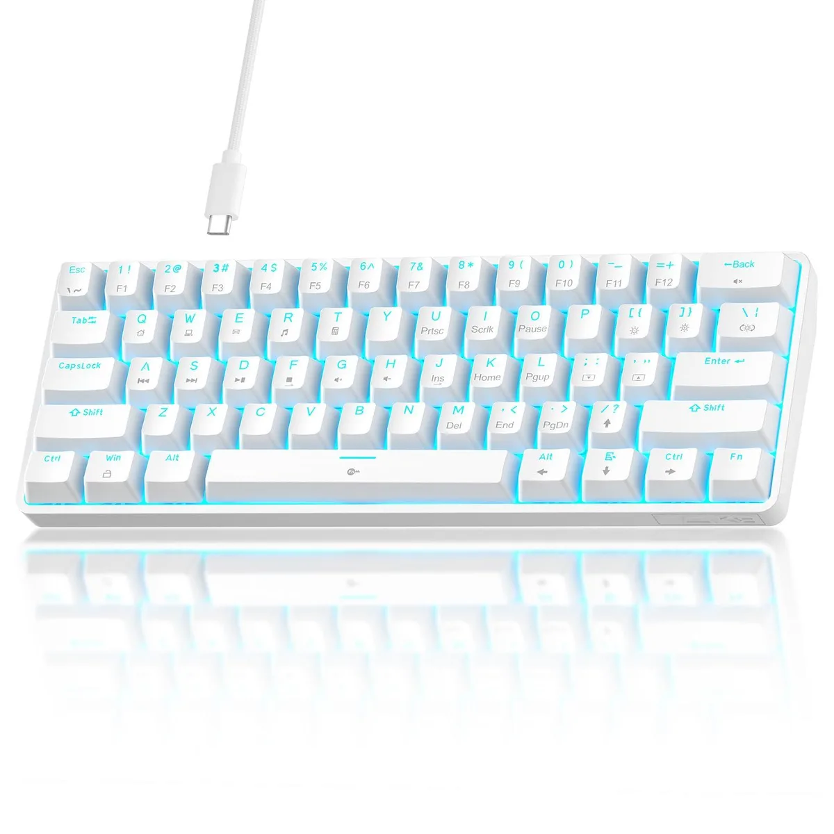  iC T61SE 60% Mechanical Gaming Keyboard Red Linear Switch Wired White — product photo