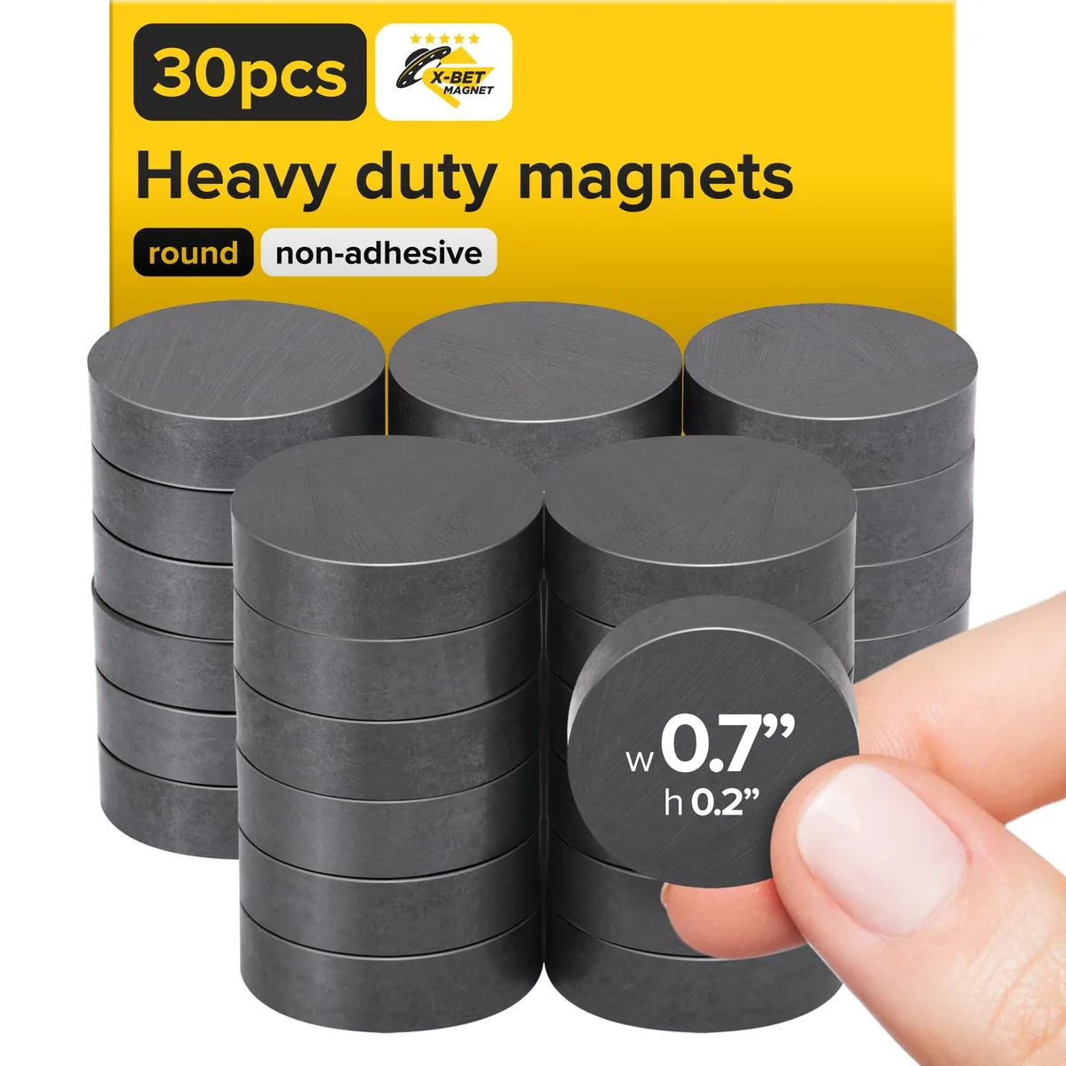 Pack of thirty ceramic disc magnets, 18 by 5 mm, dark grey finish