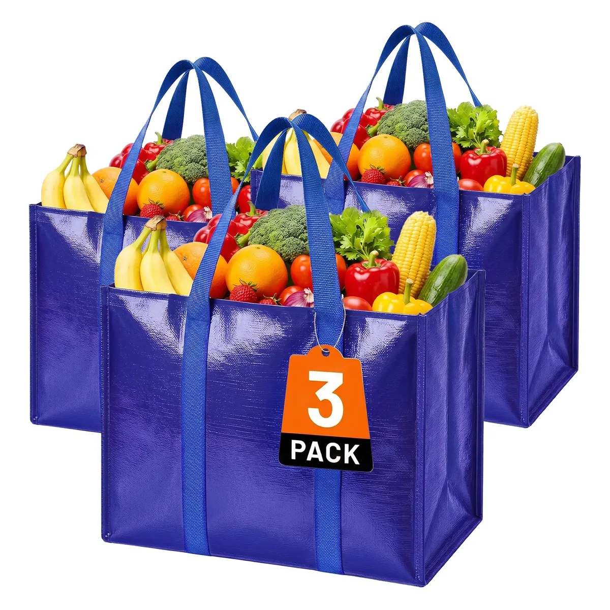 Beige polypropylene tote bag, upright rectangular form, long handles, 33L capacity, .372kg