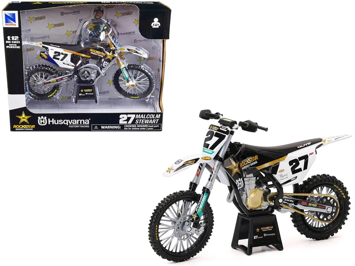 New Ray Toys New Ray Toys Husqvarna FC450 #27 Malcolm Stewart Rockstar 1/12 Diecast Motorcycle — product photo