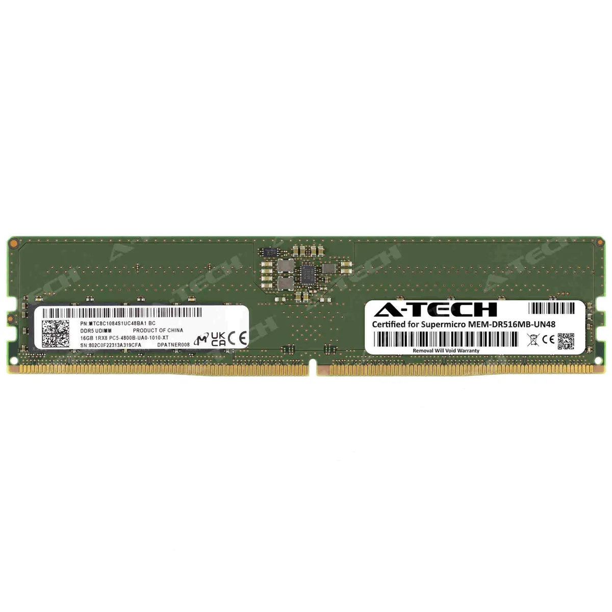 A-Tech A-Tech Supermicro Certified 16GB DDR5 4800MHz CL40 1.1V Desktop RAM — product photo