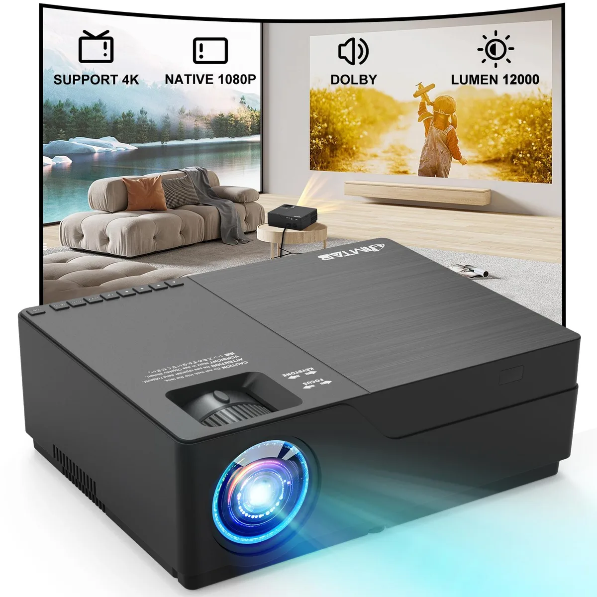 JIMTAB JIMTAB M18 Upgraded 12000 Lux Native 1080P Home Theater Projector — product photo