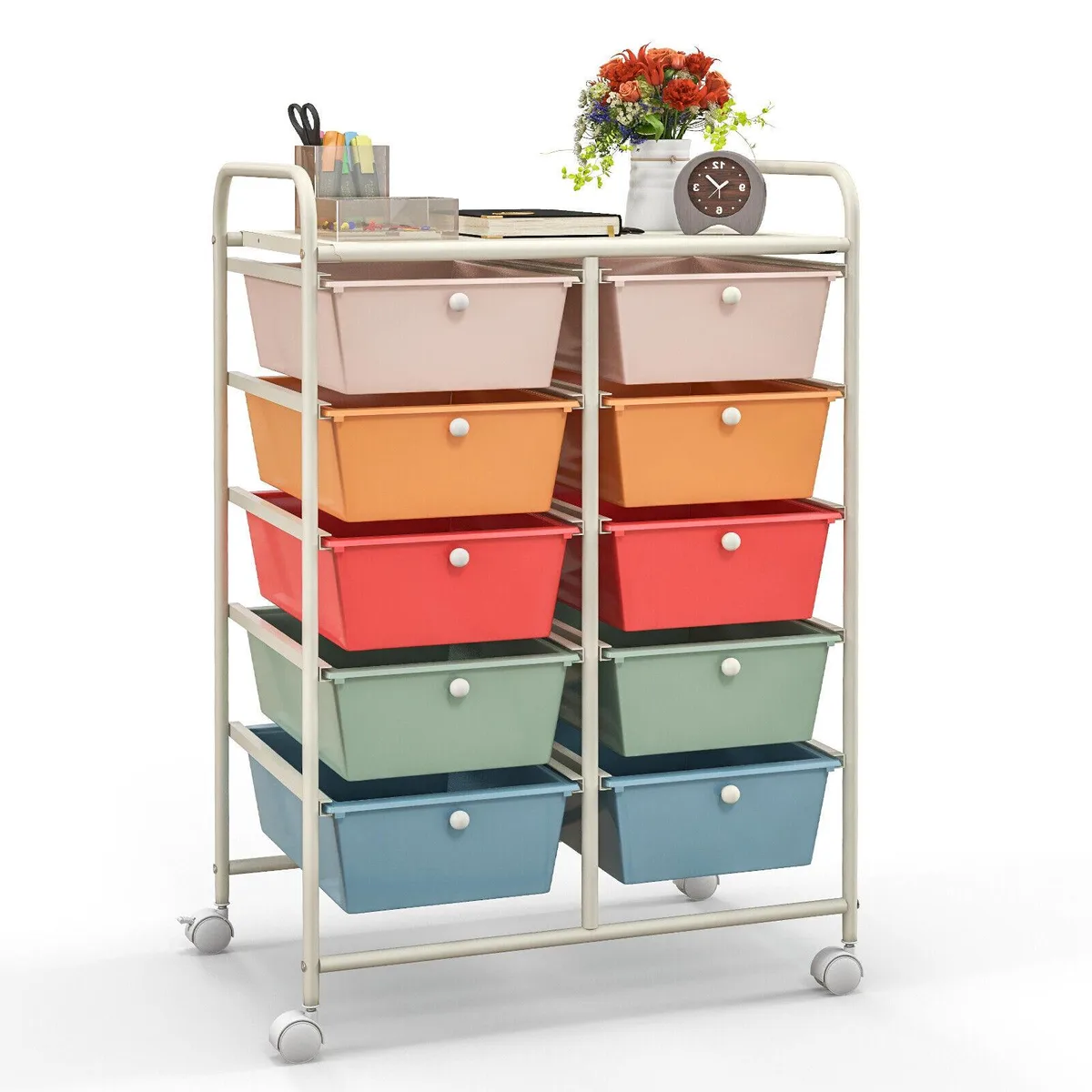 SlickBlue SlickBlue 10-Drawer Rolling File Cabinet Multicolor 26 x 14.5 x 34 inches — product photo