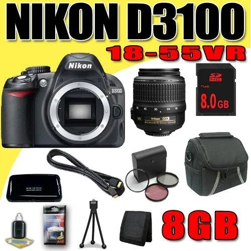 Nikon Inc Nikon D3100 14.2MP Camera Kit 18-55mm f/3.5-5.6 VR 8GB Bundle — product photo