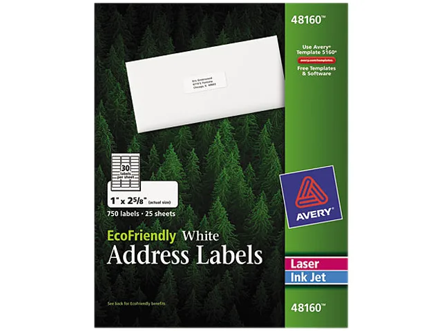 Avery Avery 48160 EcoFriendly Address Labels 750 mailing supply — product photo