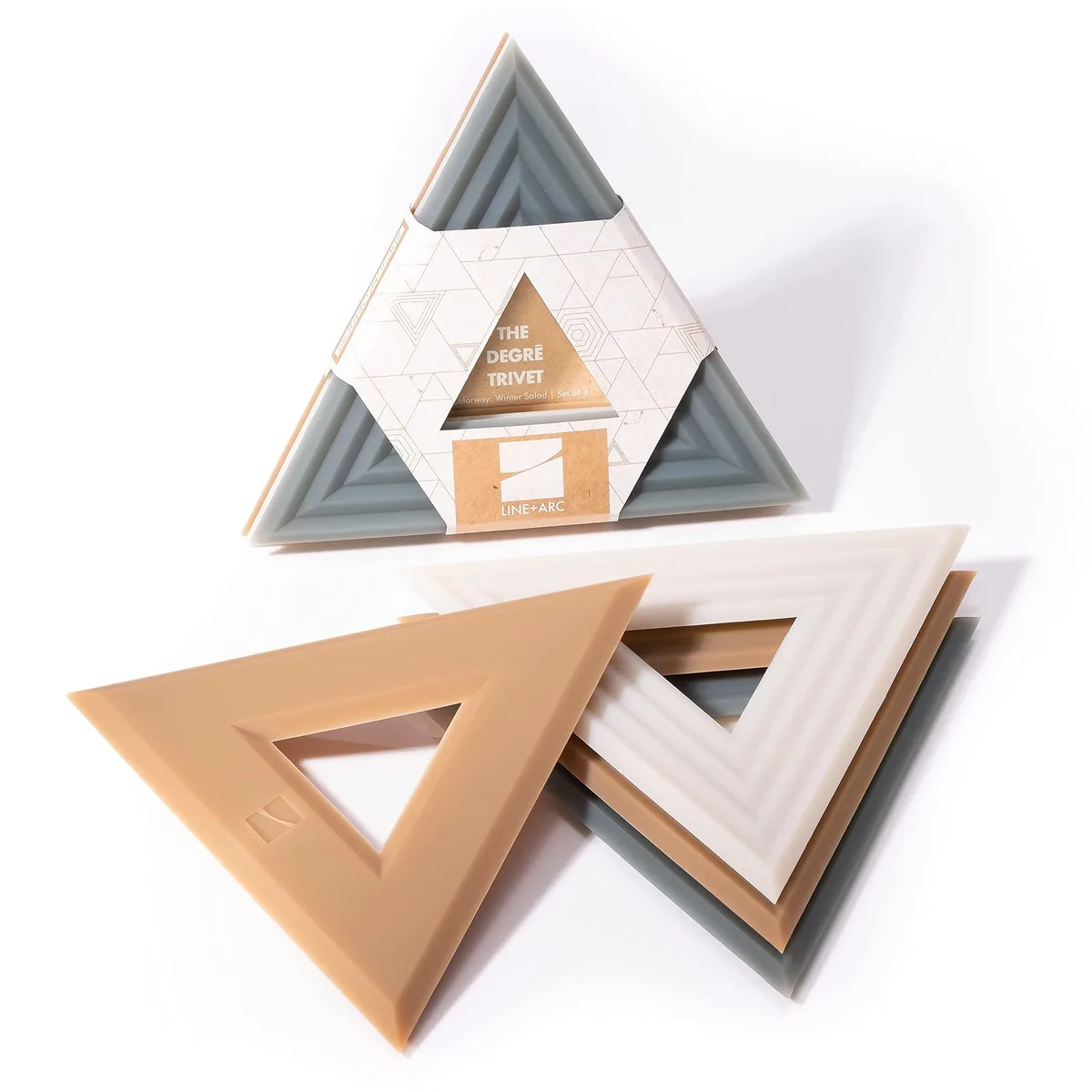 Three modular silicone trivets in Joshua Tree colour trio