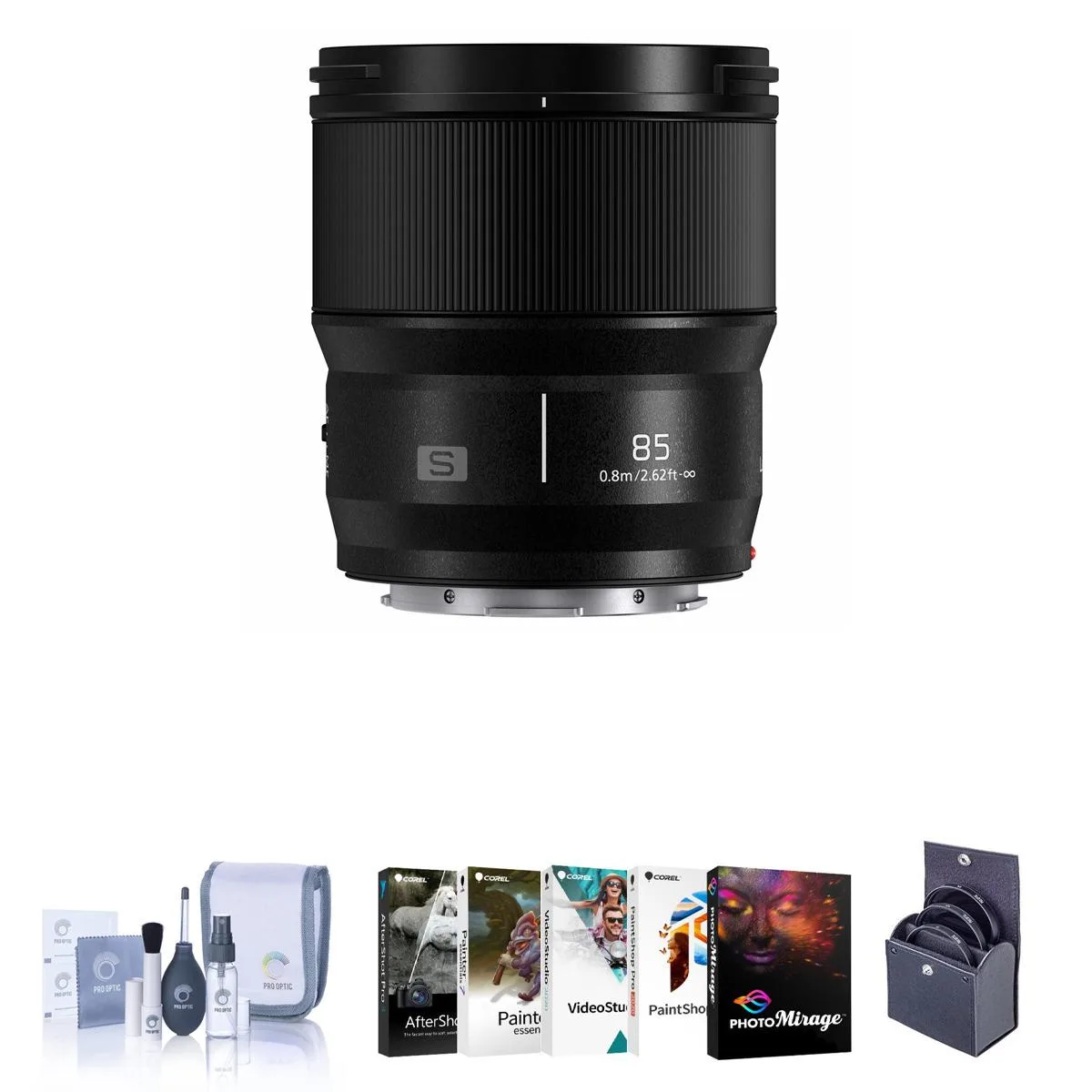 Panasonic Panasonic LUMIX S 85mm f/1.8 L-Mount Lens with 67mm Filter Kit, Software &amp; Cleaning Kit — product photo