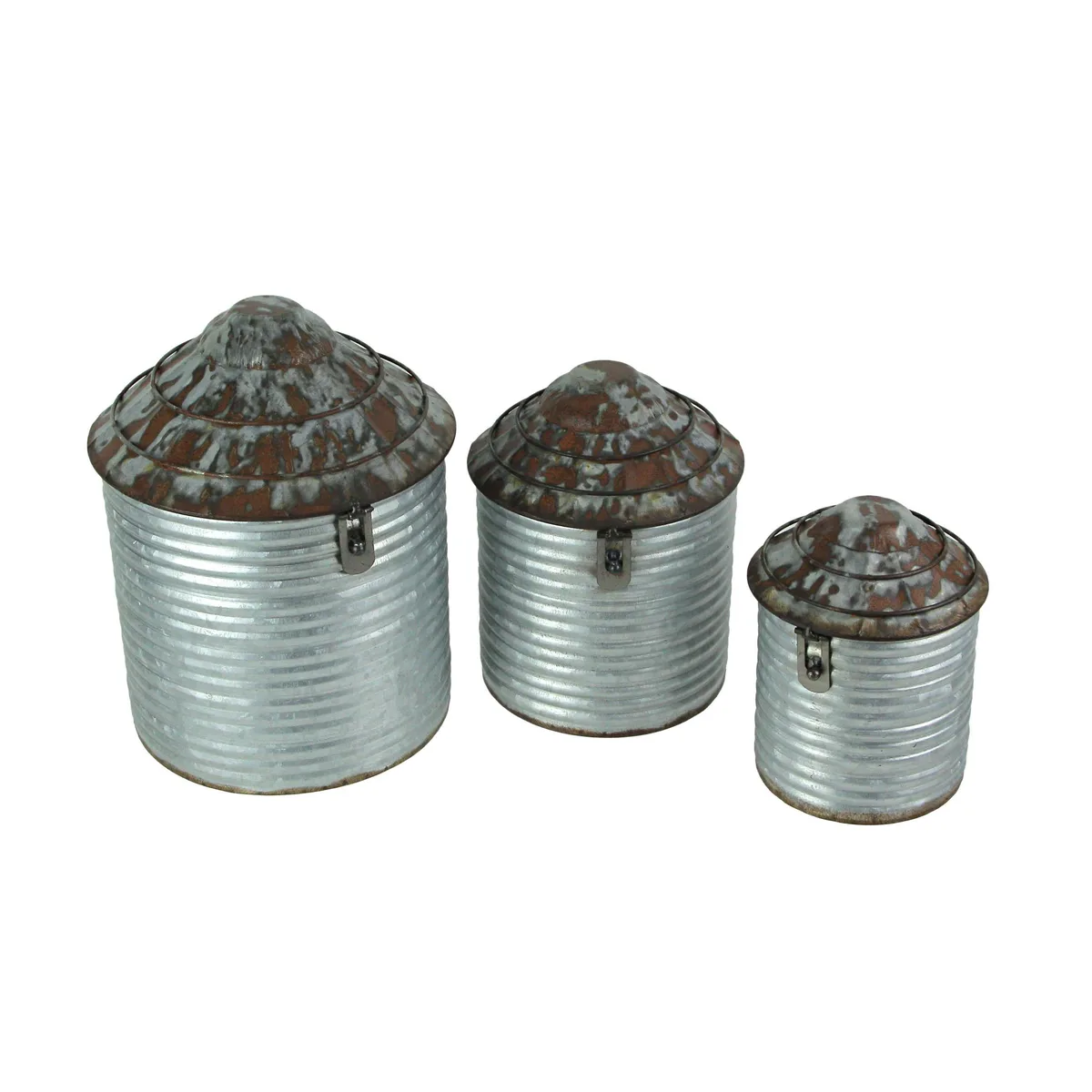 SPECIAL T IMPORTS SPECIAL T IMPORTS Farm Silo Canisters Set of 3 Grey 10.75 Inch — product photo