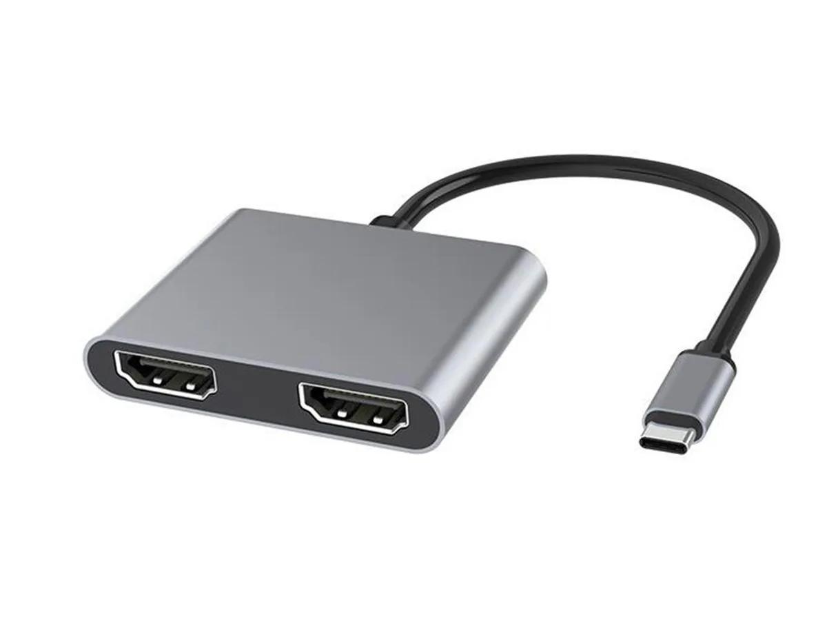 iXever iXever USB-C to Dual HDMI MST Adapter 4K@30Hz Gray — product photo