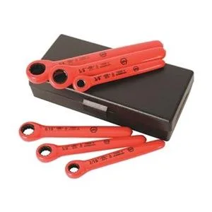 Six insulated chrome box wrenches with 12-point heads