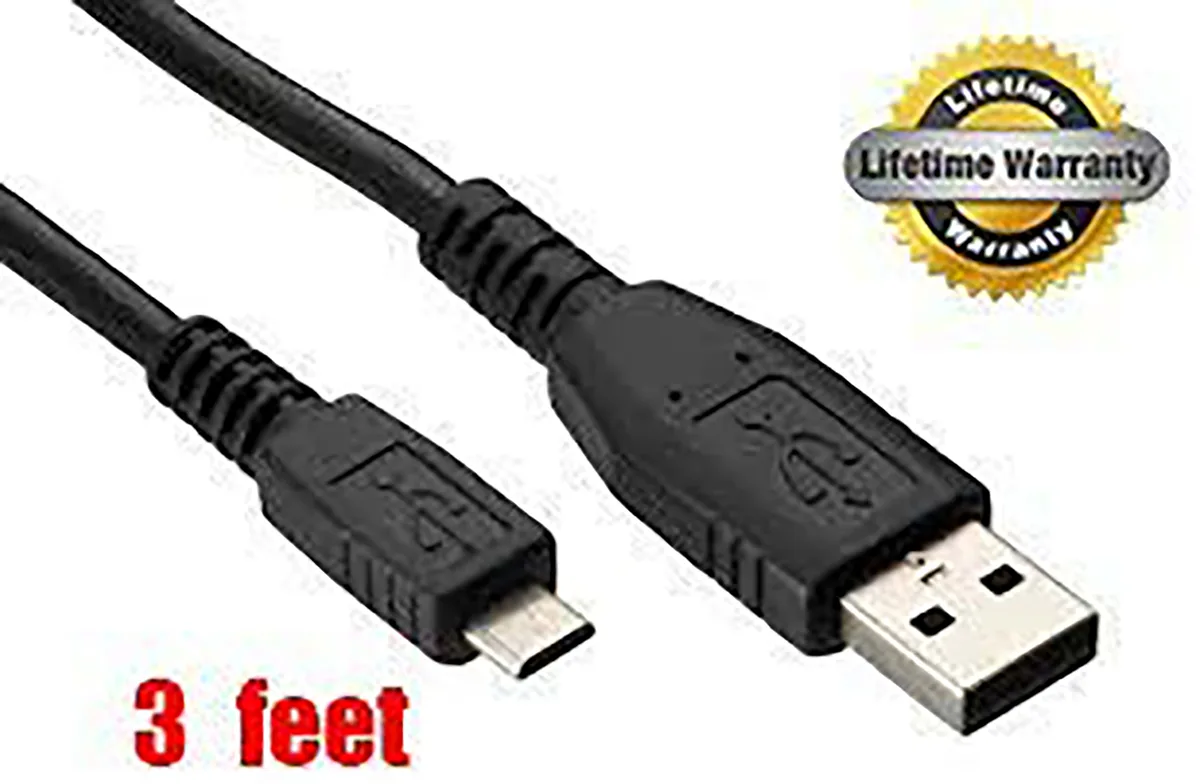 Three-foot USB to Micro-USB cable with nickel-plated connectors