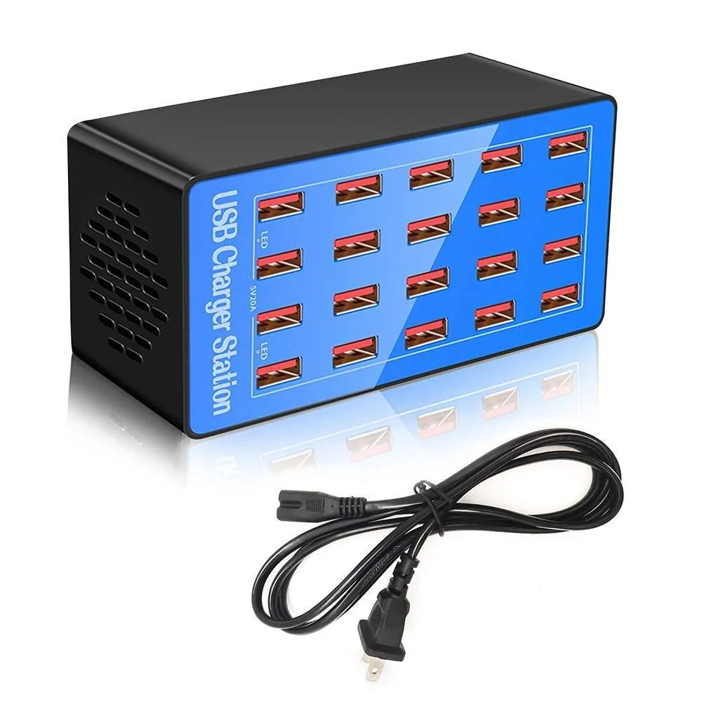  MaxLax WLX-A5+ 20-Port USB Charger 100W Light Blue — product photo