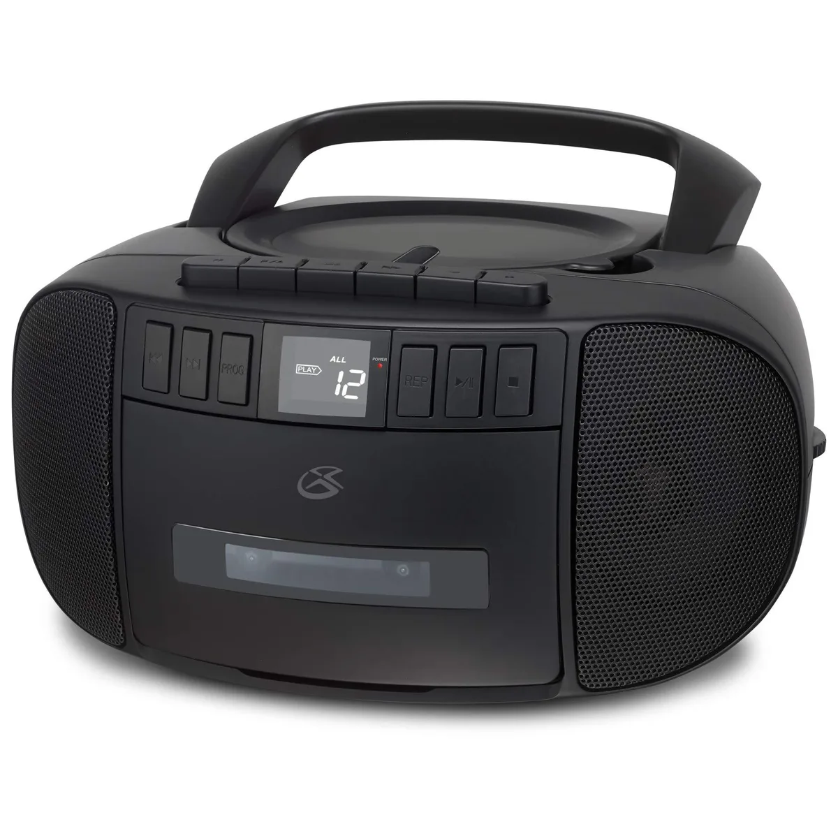 GPX BCA209B Black CD Cassette Boombox AM/FM Radio Headphone Jack — product photo