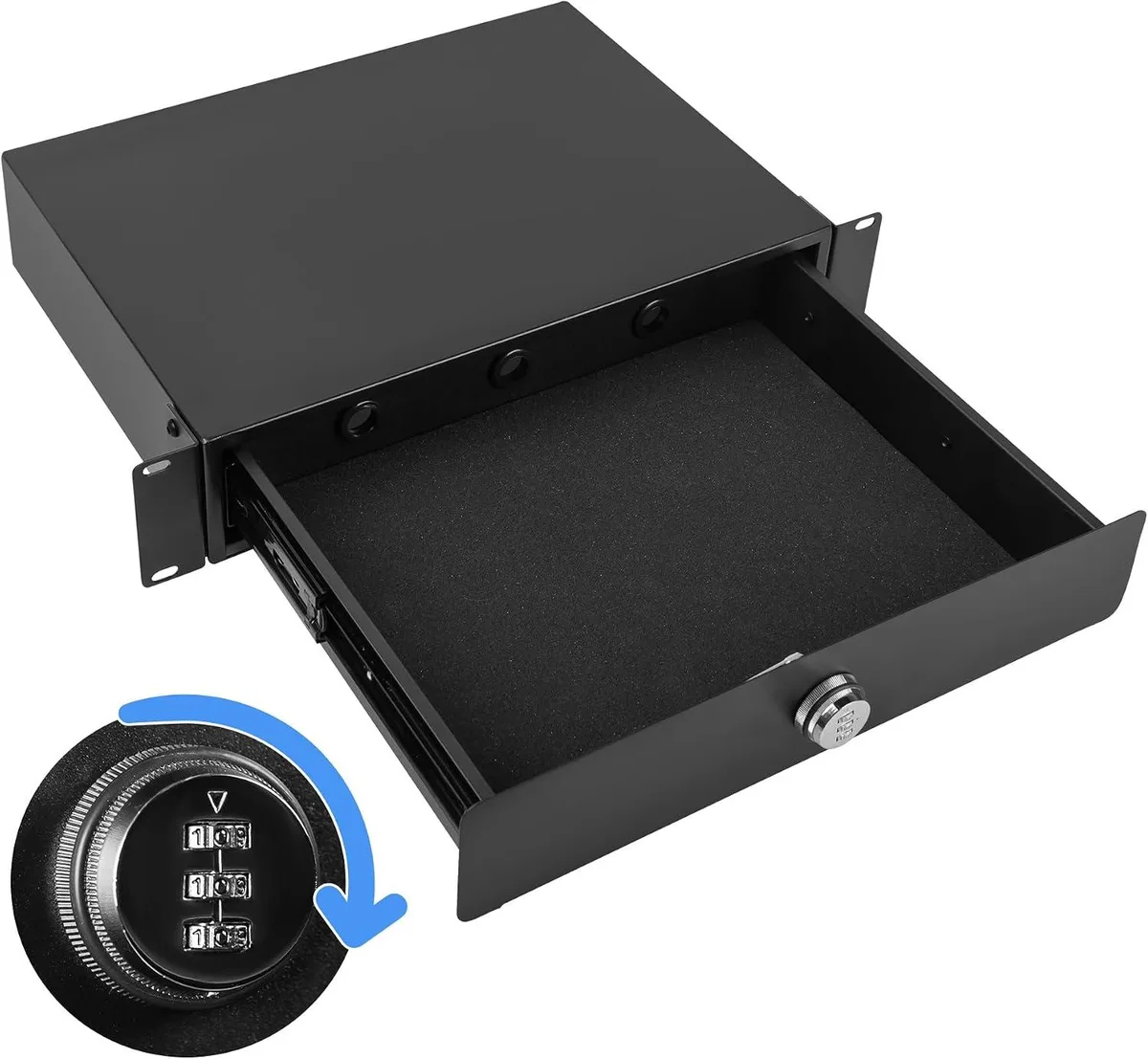 TAURKENAM TAURKENAM 2U Rack Mount Drawer 19" Combination Lock Foam Pad — product photo