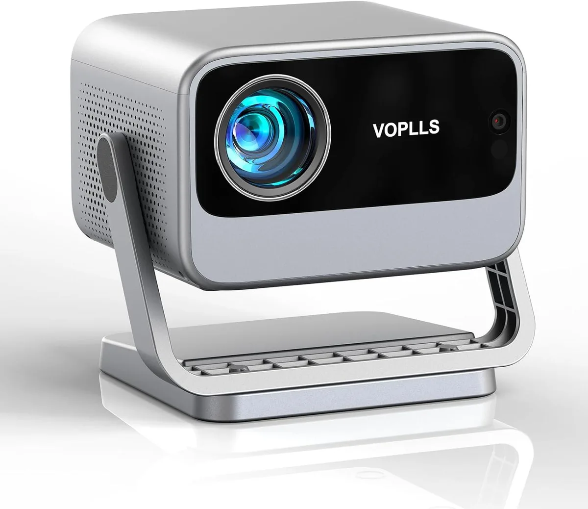Compact grey business projector with built-in stand