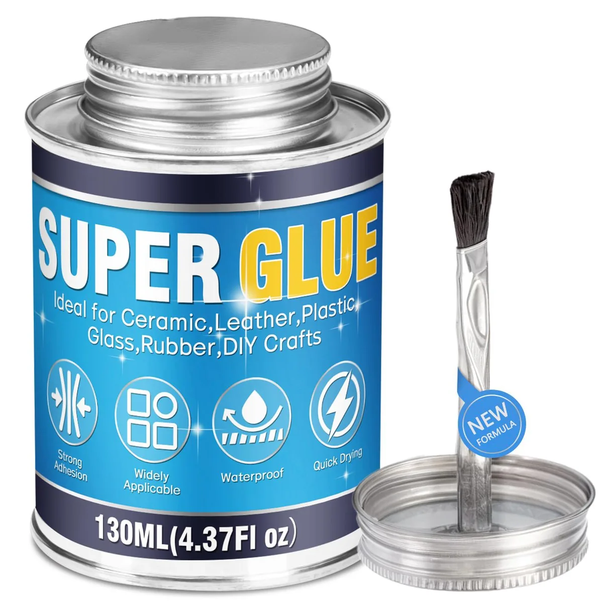 Clear 130ml super glue bottle with brush applicator