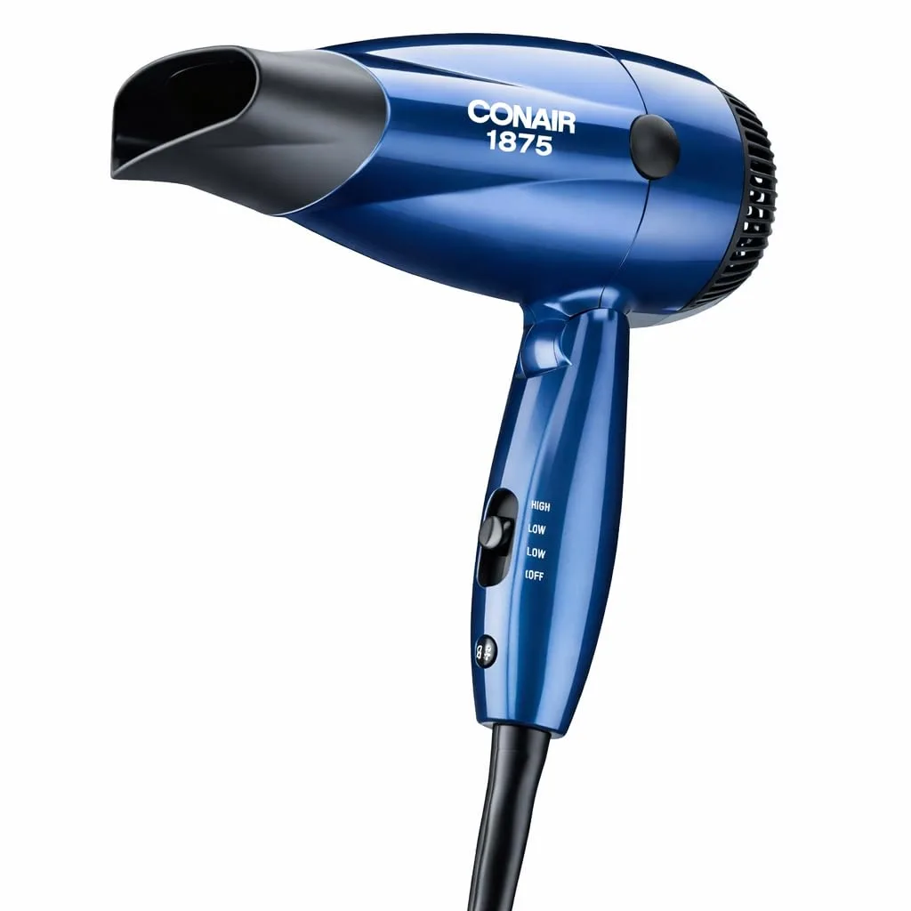 Black compact folding hair dryer, model 157B
