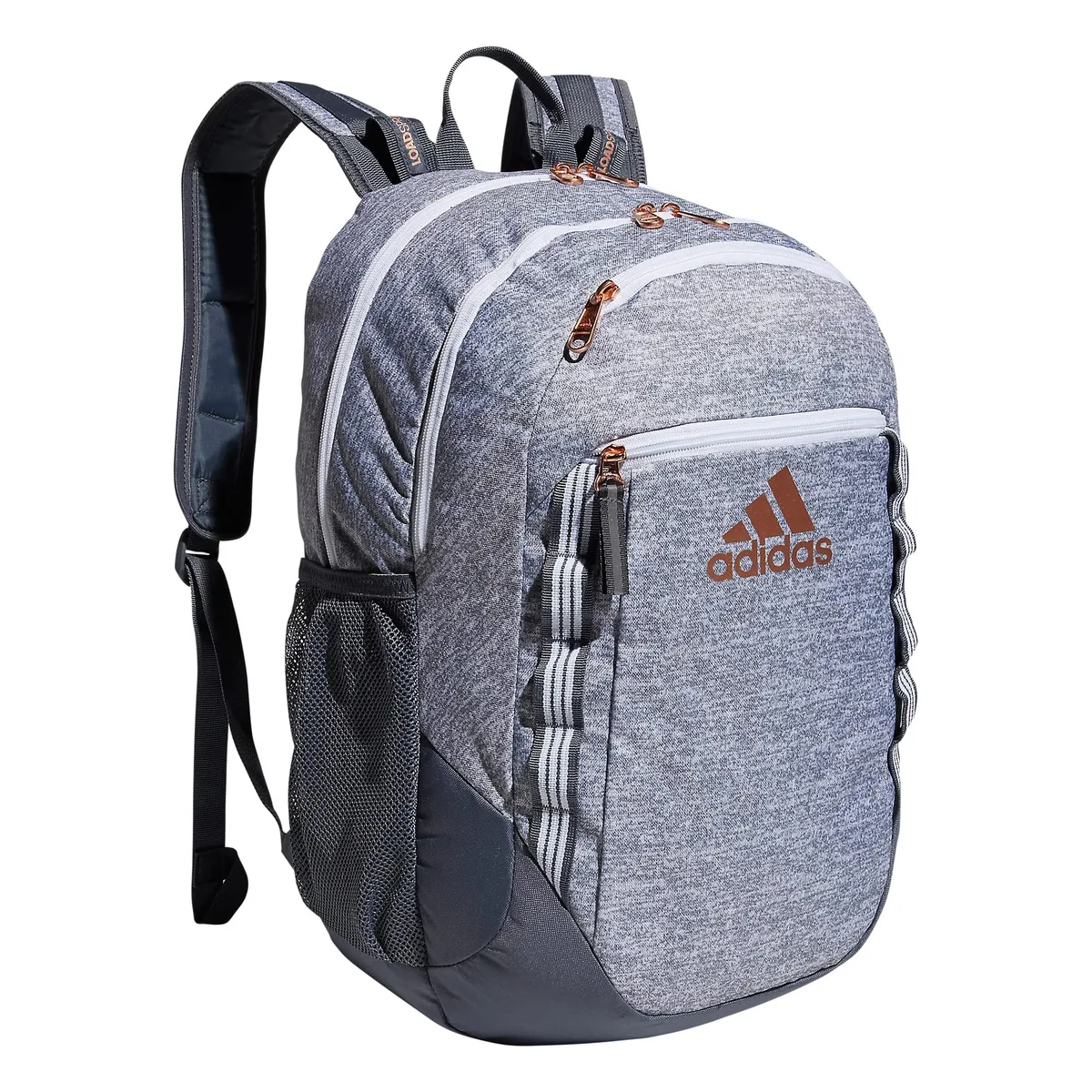 Beige cloth backpack with padded straps and 16 inch laptop sleeve