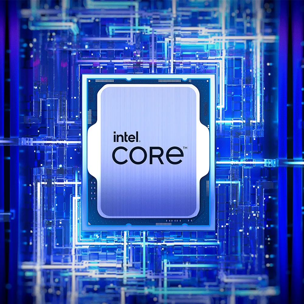 Rectangular green PCB chip with gold contact pads and silver heat spreader marked Intel Core i7-13700KF