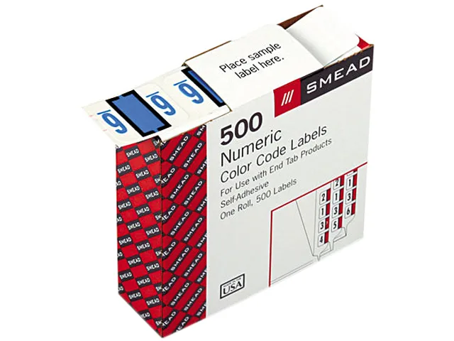 Smead Smead 67376 Single Digit End Tab Label Number 6 Blue 500/Roll — product photo