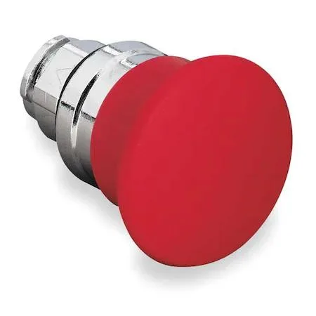 Red mushroom head push button, 22 mm metal body, 40 mm head