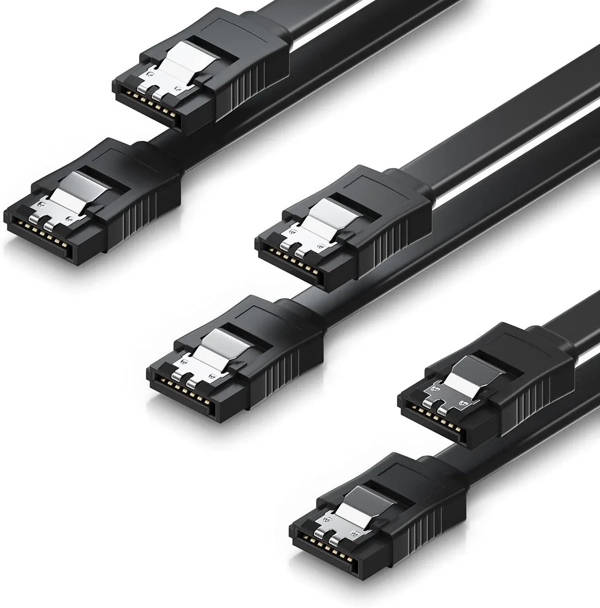isptewhie isptewhie SATA Cable III 3 Pack 6Gbps Straight Locking Latch 40cm Black — product photo