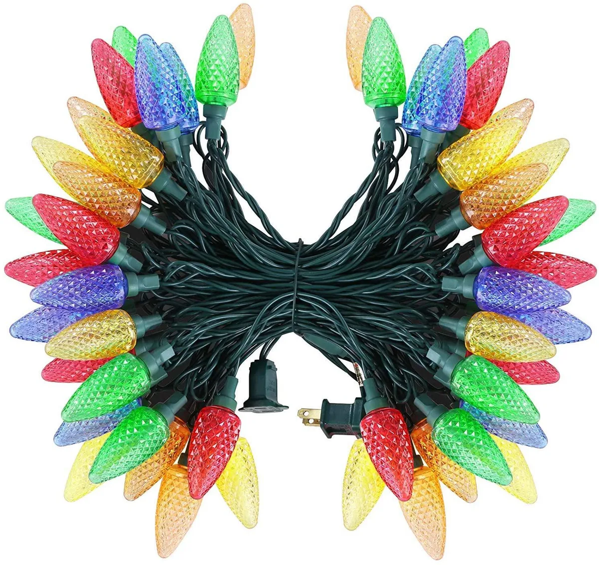 OmaiLighting OmaiLighting C6 LED String Light 32.8 ft 50 LED Multi Color Green Wire — product photo