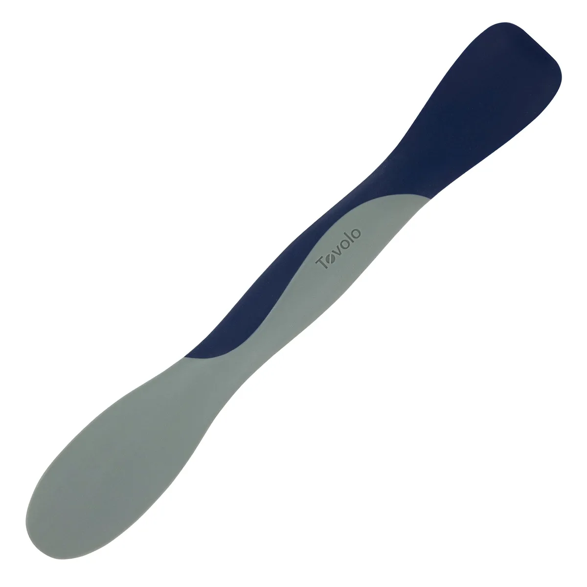 Small blue kitchen tool with scoop and spreader ends