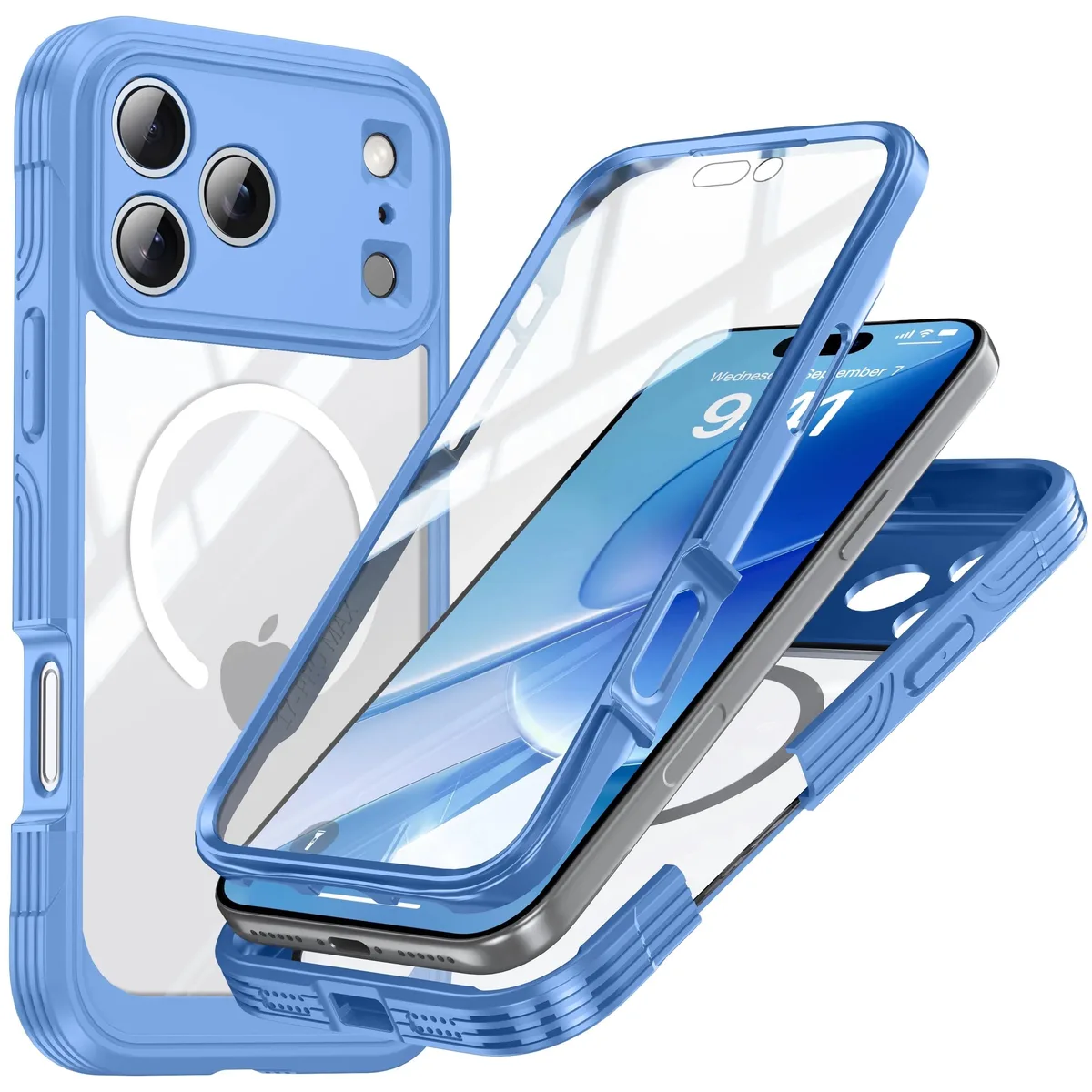 No Sew No Sew Case iPhone 17 Pro Max 2025 Magnetic 360 Blue — product photo