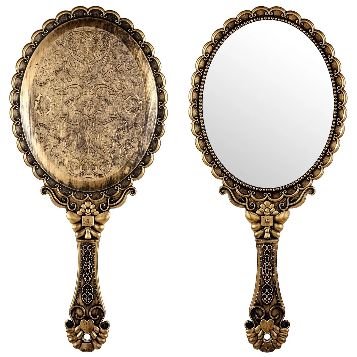 Exircy Handheld Mirror Gold Oval 5.9"L x 4.5"W — product photo